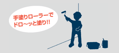 手塗りローラーでドロ~ッと塗り!!